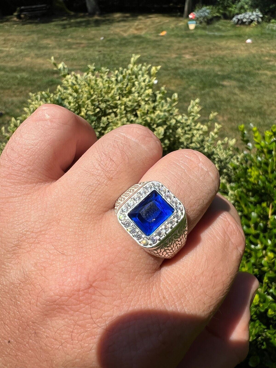 Blue Sapphire Men's Ring, Natural Blue Sapphire Gents Ring, Engagement Ring,  Grooms Ring, Cushion Sapphire, Statement Personalized Mens Gift - Etsy |  Rings for men, Mens gemstone rings, Blue sapphire rings